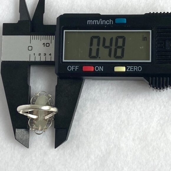 VTG Sterling Silver 925 Filigree Scrollwork Oval Bezel Set Green Onyx Ring 5.5 - Picture 14 of 16